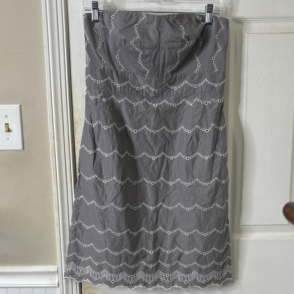 J. Crew Charcoal Mini Dress with Delicate Embroidery